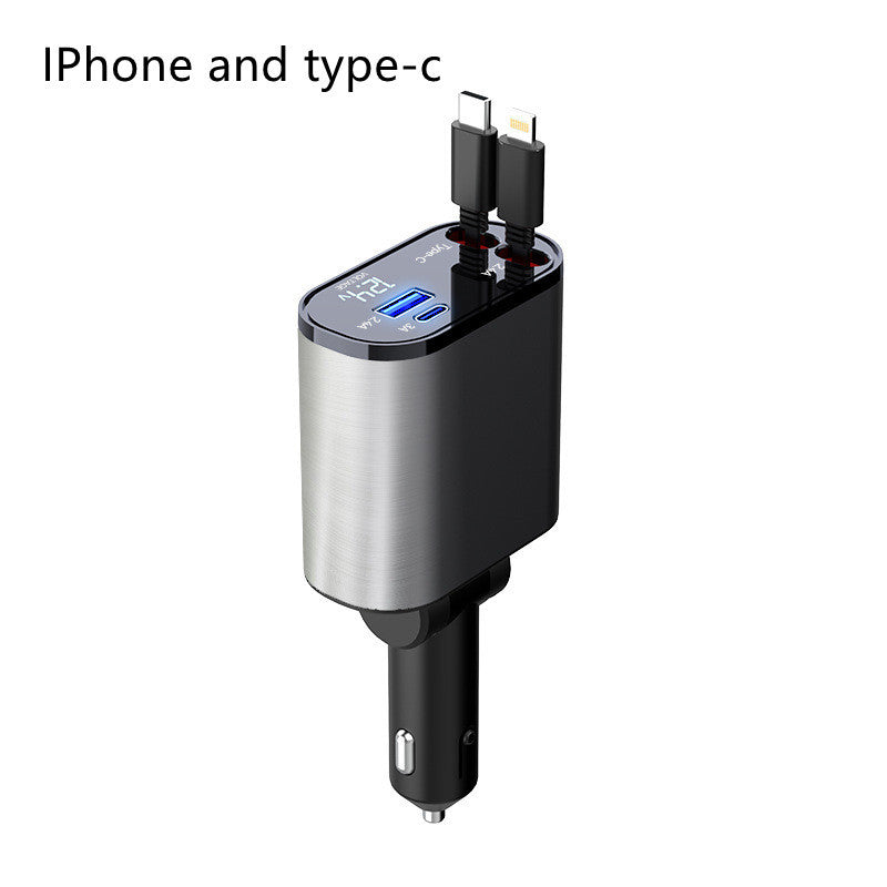 Metal Car Charger 100W Super Fast Charging Car Cigarette Lighter USB And TYPE-C Adapter - BossAura
