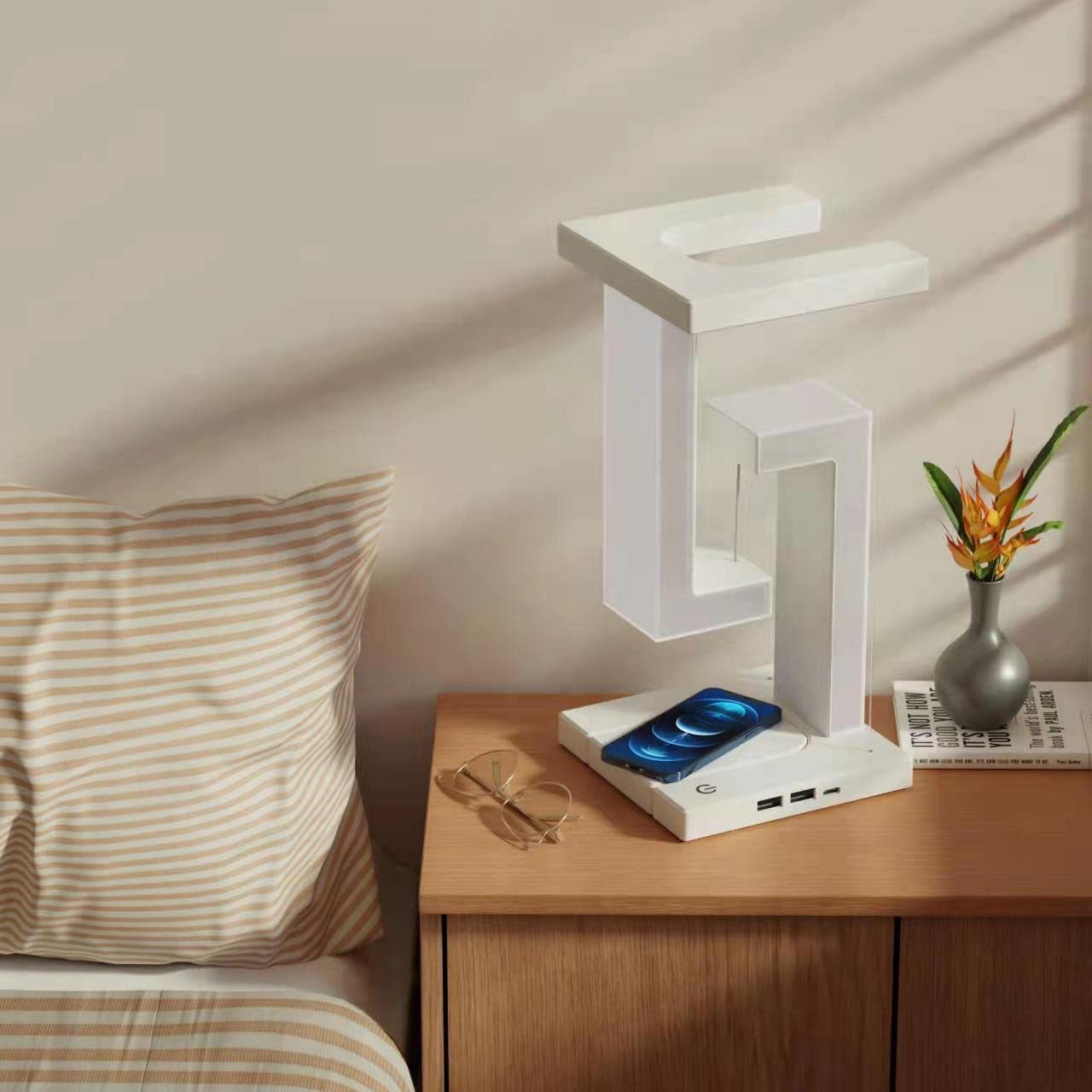 Creative Smartphone Wireless Charging Suspension Table Lamp Balance Lamp Floating For Home Bedroom - BossAura