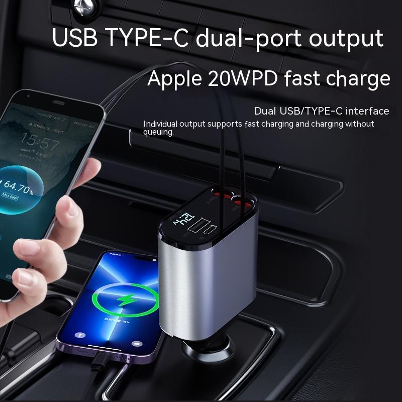 Metal Car Charger 100W Super Fast Charging Car Cigarette Lighter USB And TYPE-C Adapter - BossAura